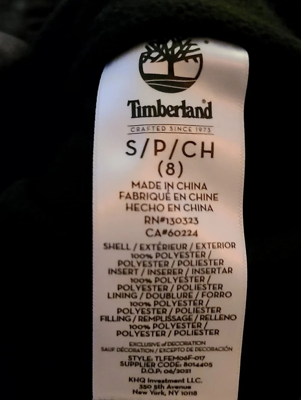 Timberland Boys Black / Gray Kids Puffer Jacket with Hood Sz S / 8
